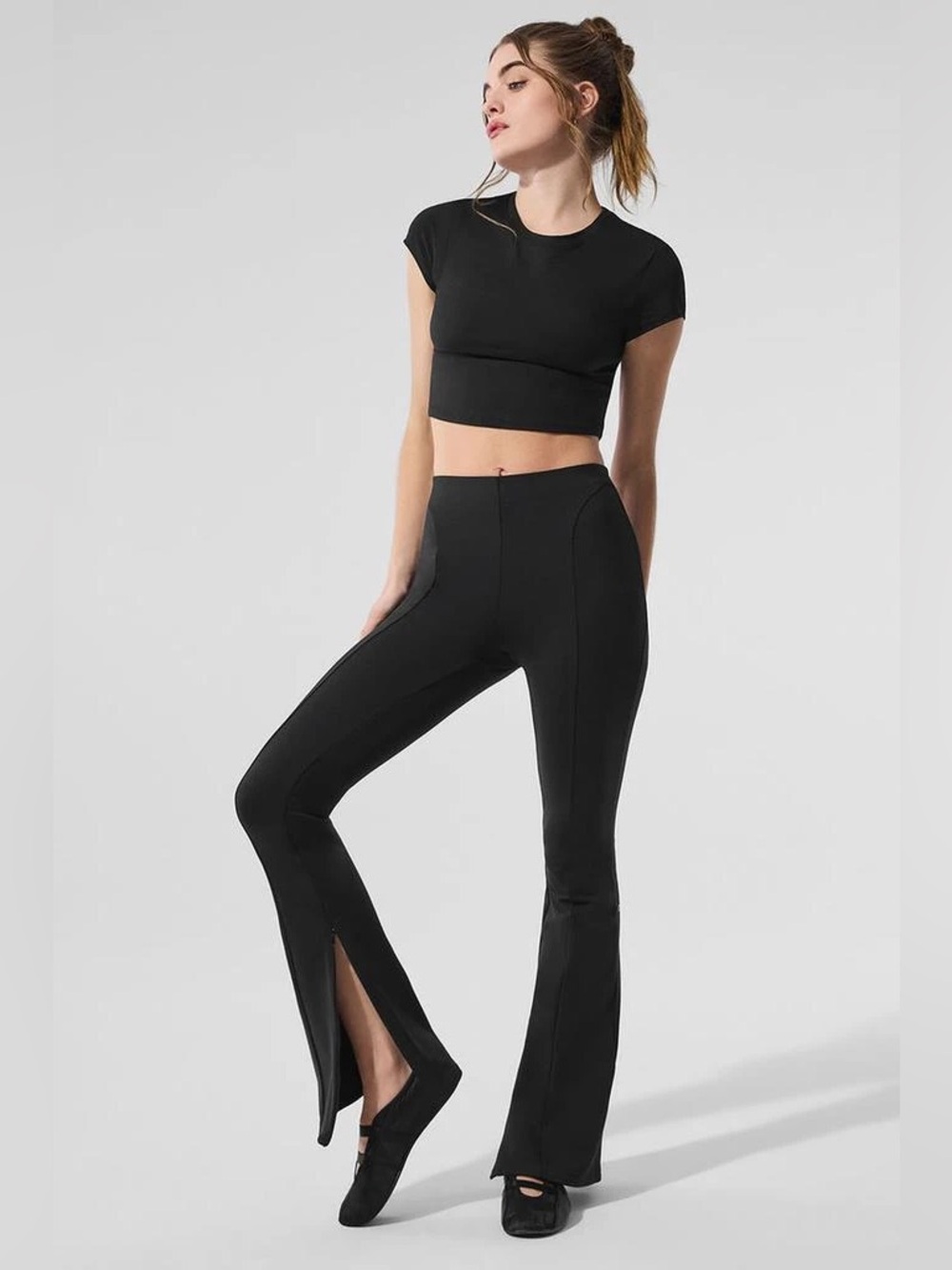 Alo Yoga High-Waist Zip It Flare Legging - Black Size Small Gym Athleisure - Picture 3 of 14